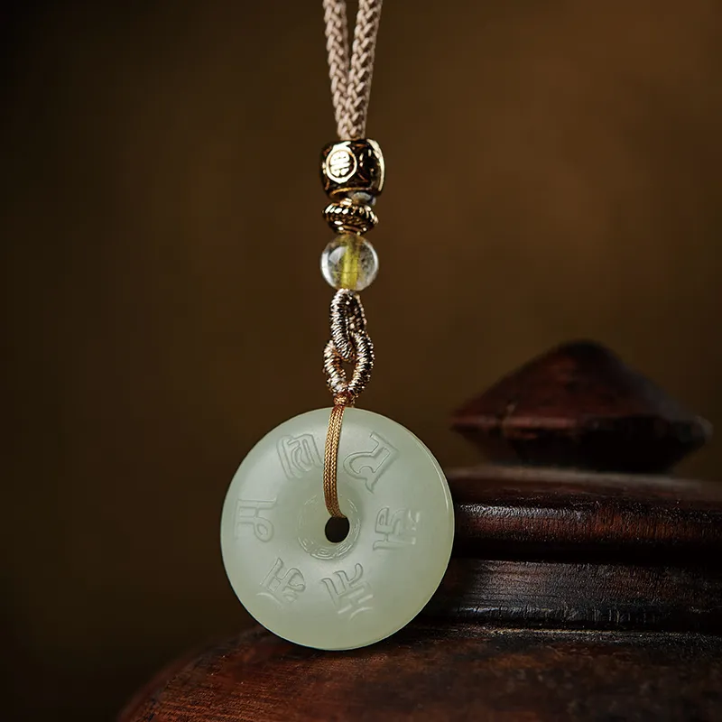 Moonstone Edge Pendants Pale Greenish White Jade Unisex-4