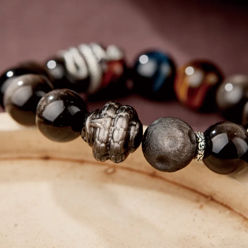 Moonstone Edge Obsidian Bracelets Unisex-10