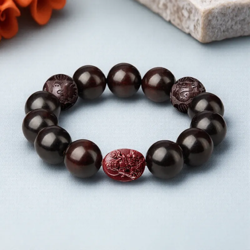 Moonstone Edge Small Leaf Red Sandalwood Bracelets Unisex-7