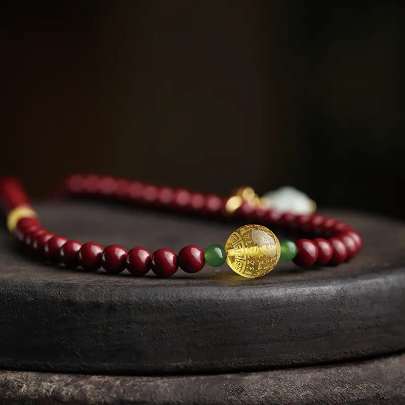 Moonstone Edge Reconstructed Cinnabar Jade Bracelets Unisex-3