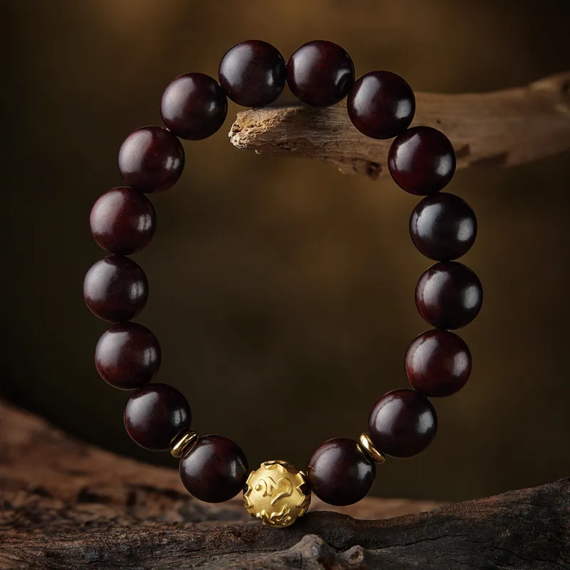 Moonstone Edge Small Leaf Red Sandalwood Bracelets Unisex-4