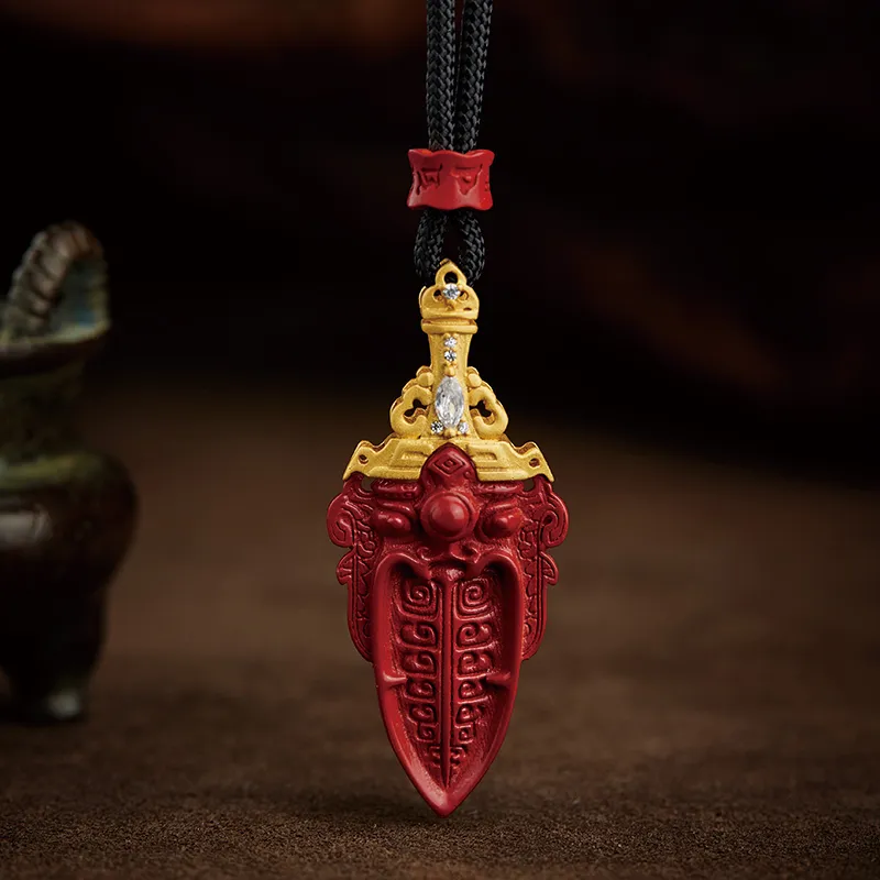 Moonstone Edge Reconstructed Cinnabar Jade Pendants Unisex-5