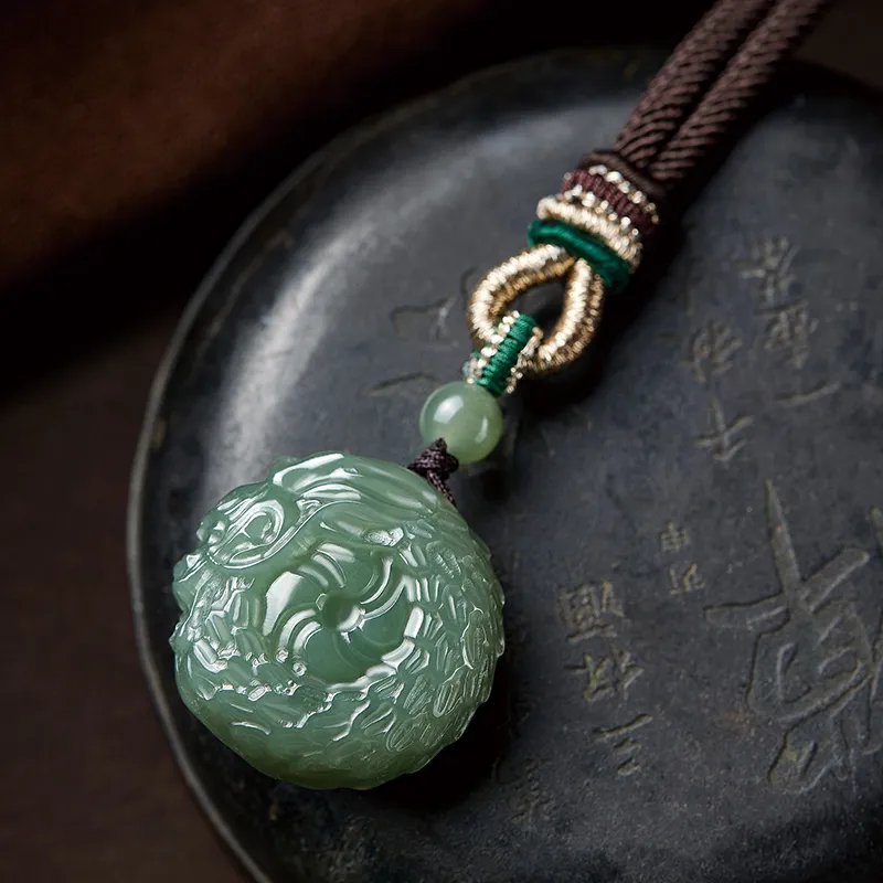 Moonstone Edge Hetian Jade Pendants Men's Green Jade-2