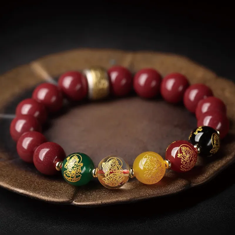 Moonstone Edge Reconstructed Cinnabar Jade Bracelets Unisex-2