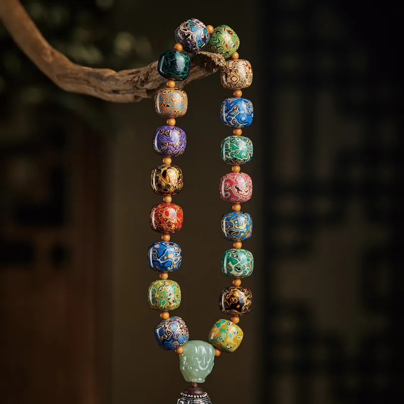 Moonstone Edge Lacquer Bead Chain Unisex-4