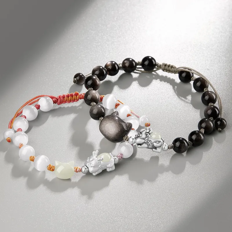Moonstone Edge Glass Cat Eye Bracelets Unisex-2