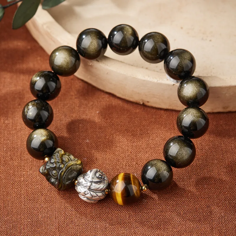 Moonstone Edge Obsidian Bracelets Unisex-7