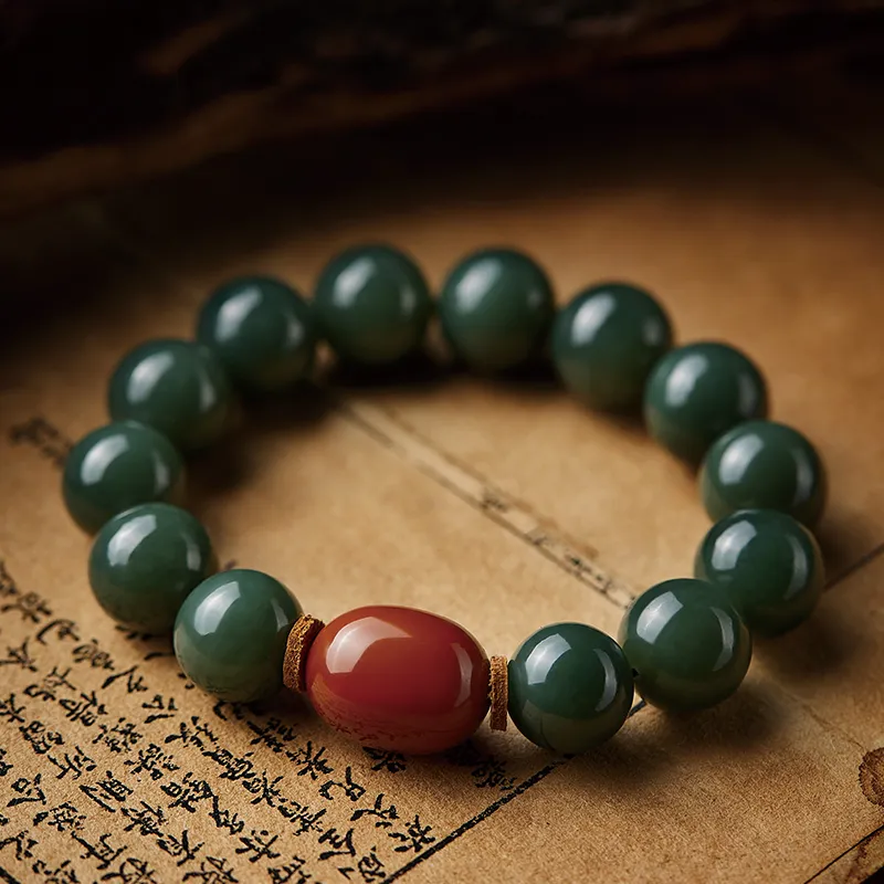 Moonstone Edge Bracelets Green Jade Unisex-2