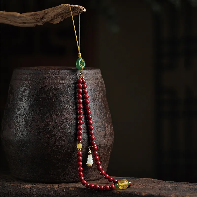 Moonstone Edge Reconstructed Cinnabar Jade Bracelets Unisex-4