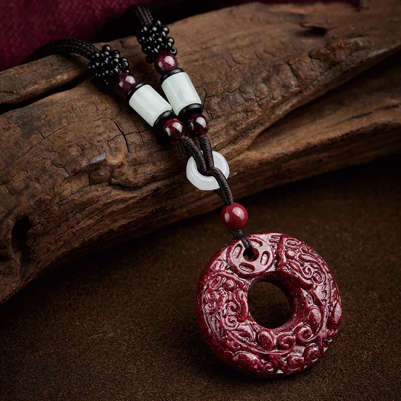 Moonstone Edge Reconstructed Cinnabar Jade Pendants Unisex-5