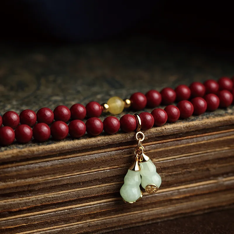 Moonstone Edge Reconstructed Cinnabar Jade Bracelets Unisex-2