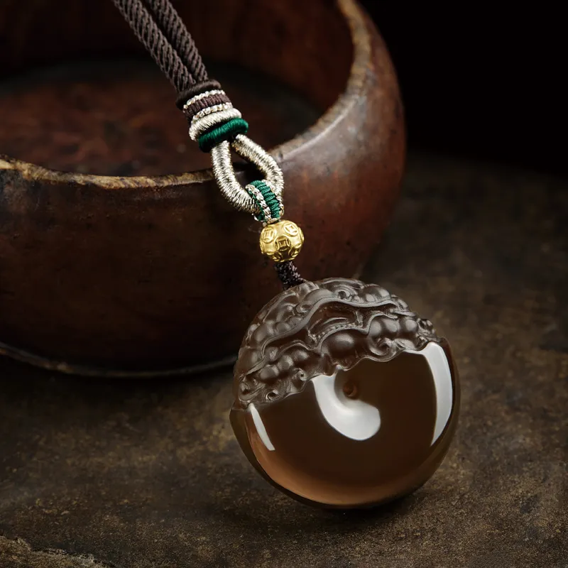 Moonstone Edge Obsidian Necklaces Unisex-1