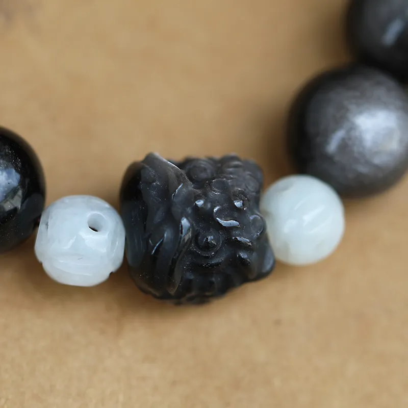 Moonstone Edge Obsidian Jade Bracelets Unisex-4