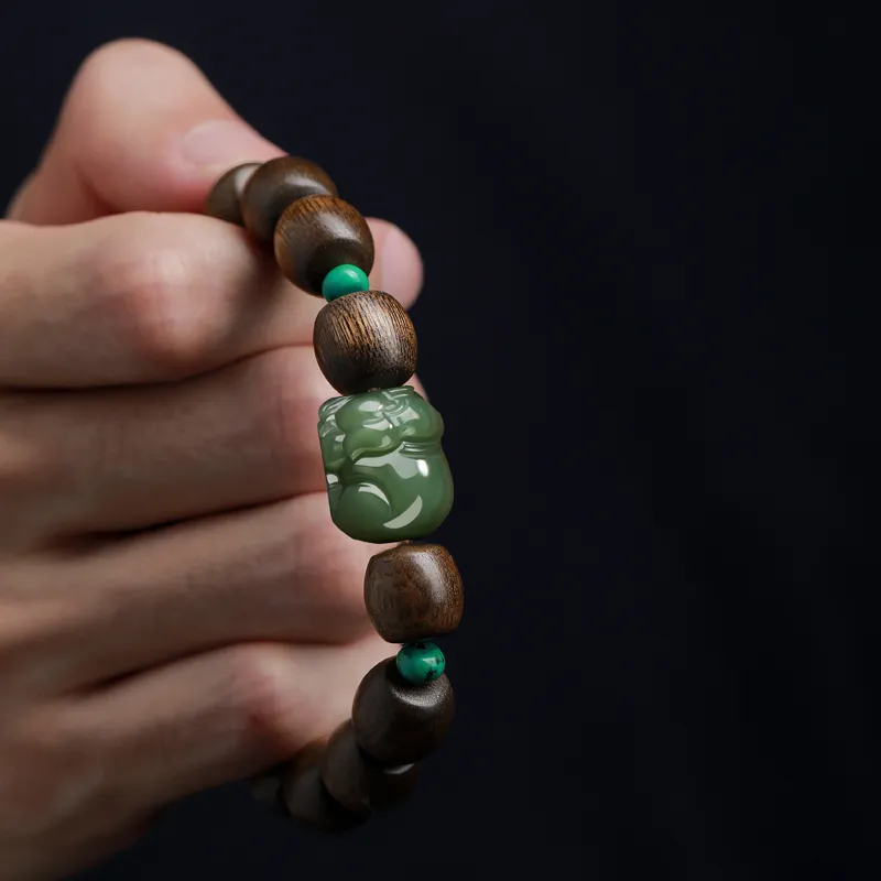 Moonstone Edge Agarwood Bracelets Unisex-7