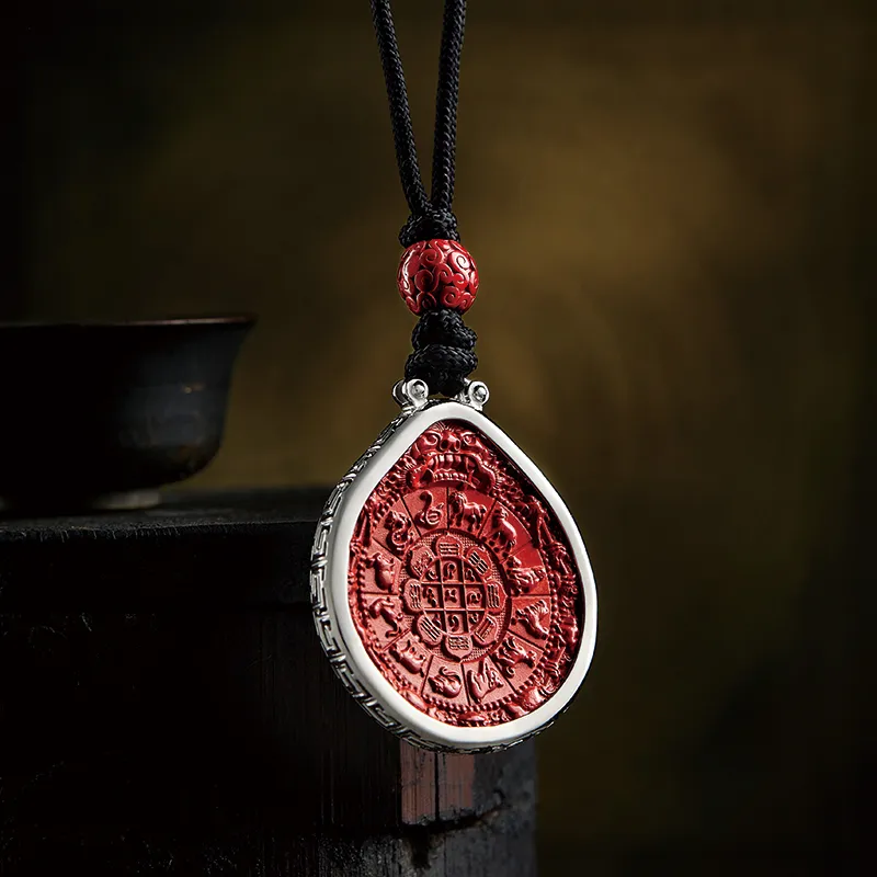 Moonstone Edge Reconstructed Cinnabar Jade Pendants Unisex-3