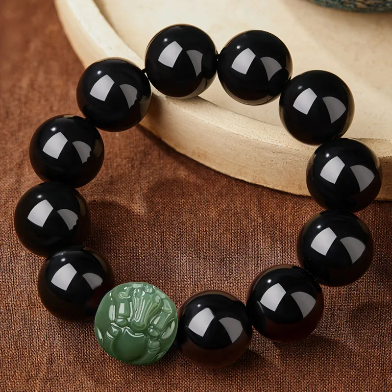 Moonstone Edge Obsidian Jade Bracelets Men's-7