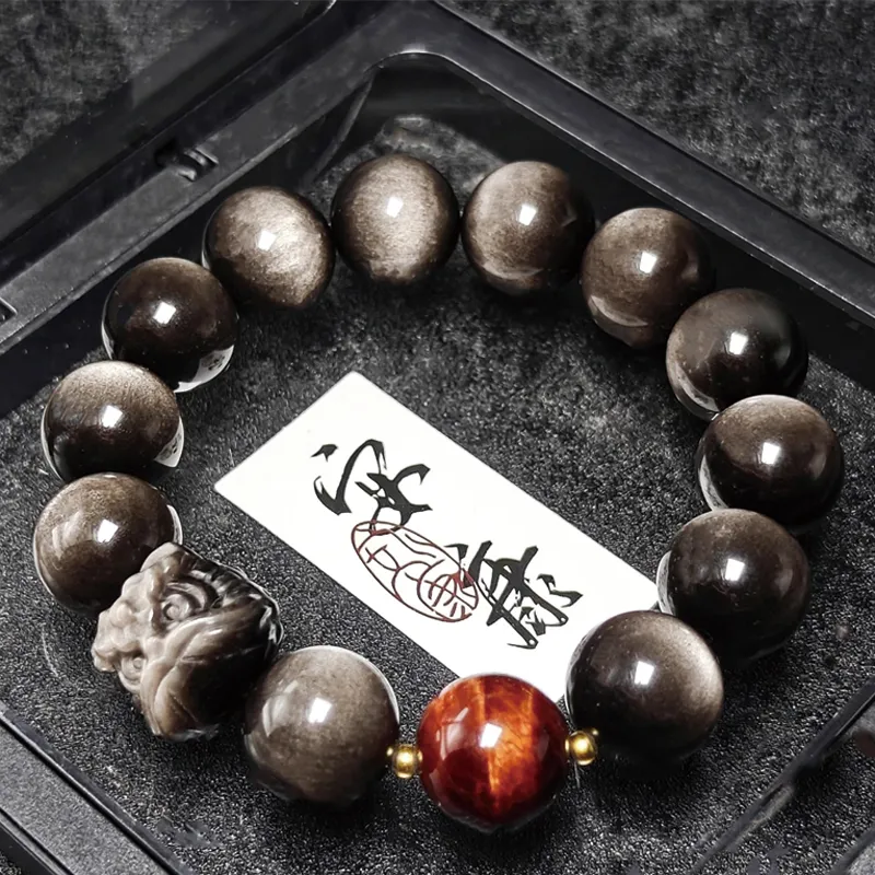 Moonstone Edge Obsidian Bracelets Unisex-5