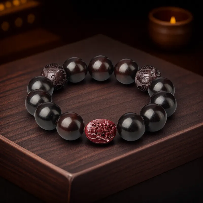 Moonstone Edge Small Leaf Red Sandalwood Bracelets Unisex-9