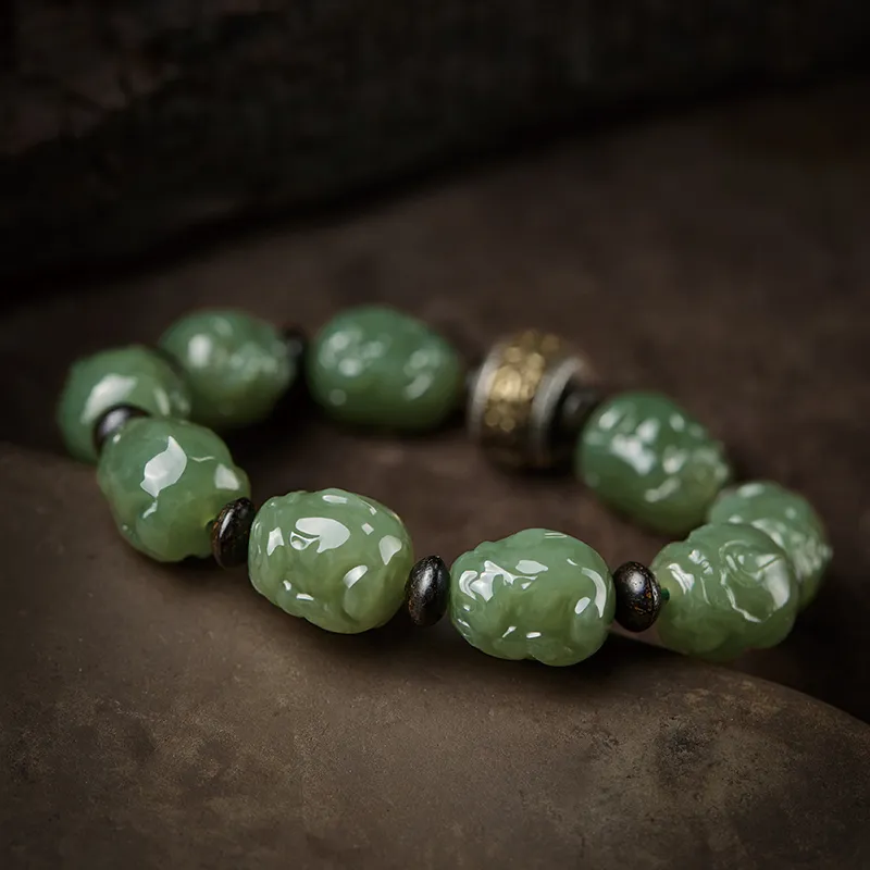 Moonstone Edge Bracelets Green Jade Men's-4