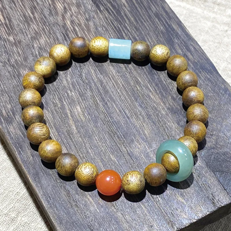 Moonstone Edge Qinan Agarwood Bracelets Unisex-3