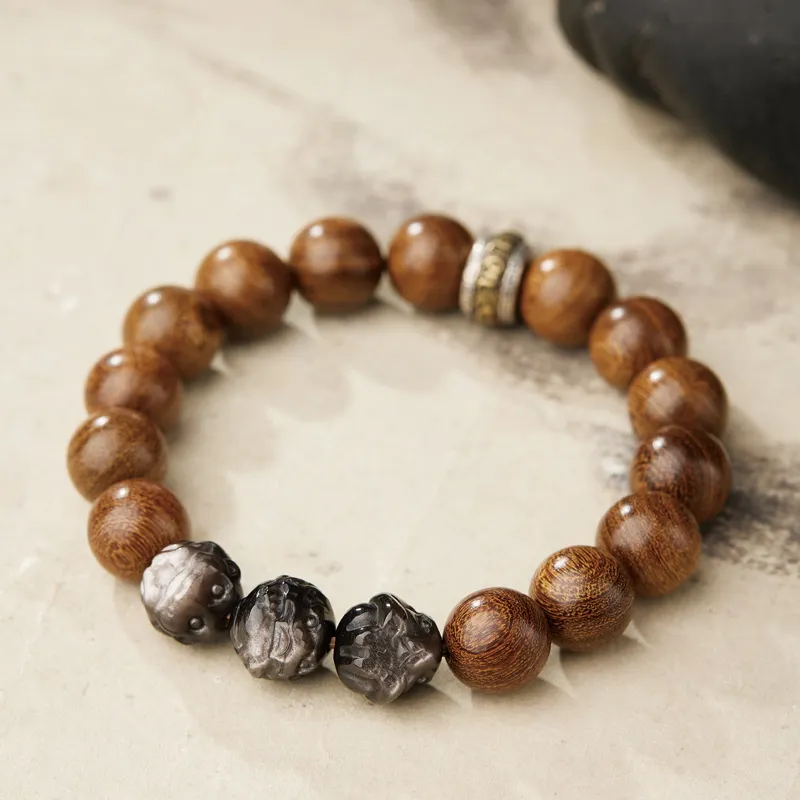 Moonstone Edge Golden Sandalwood Bracelets Unisex-5