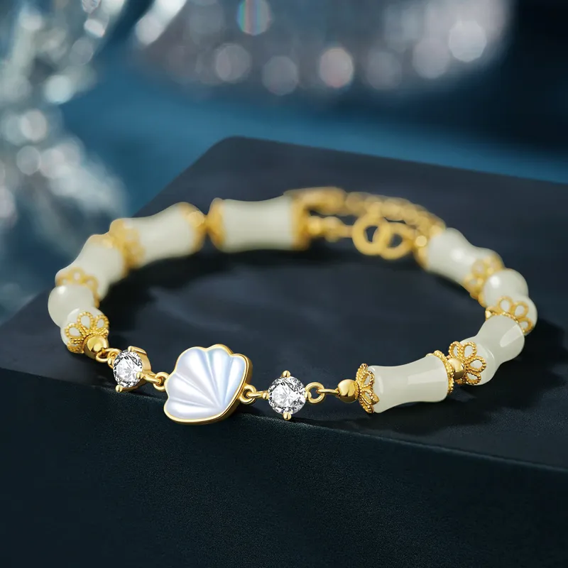 Moonstone Edge Hetian Jade Bracelets Pale Greenish White Jade Women's-4