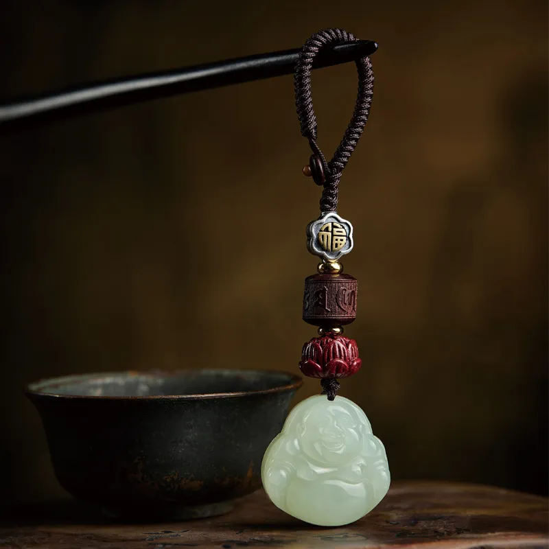 Moonstone Edge Hetian Jade Pendants Unisex Pale Greenish White Jade-2