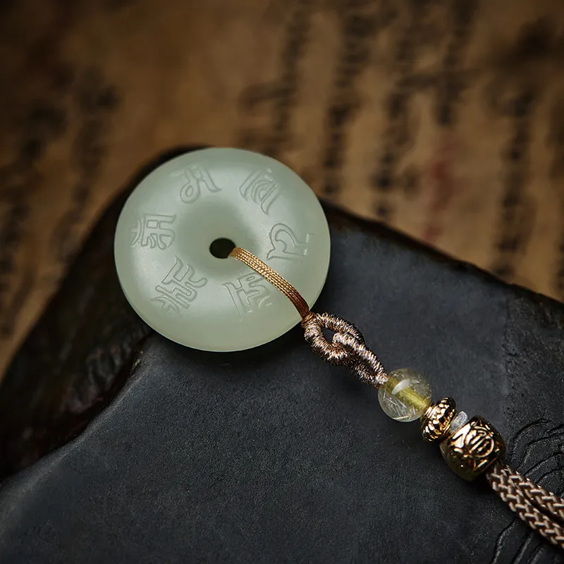 Moonstone Edge Pendants Pale Greenish White Jade Unisex-3