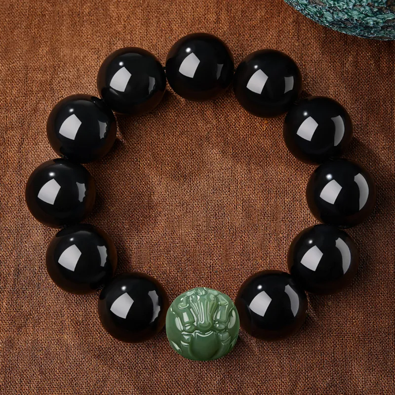 Moonstone Edge Obsidian Jade Bracelets Men's-6