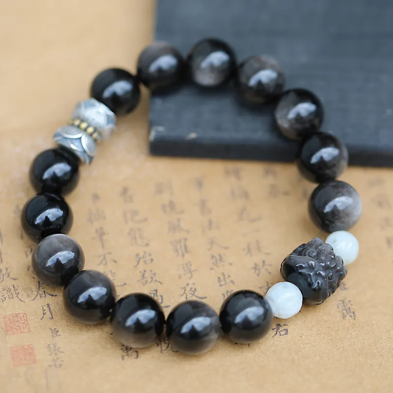 Moonstone Edge Obsidian Jade Bracelets Unisex-1