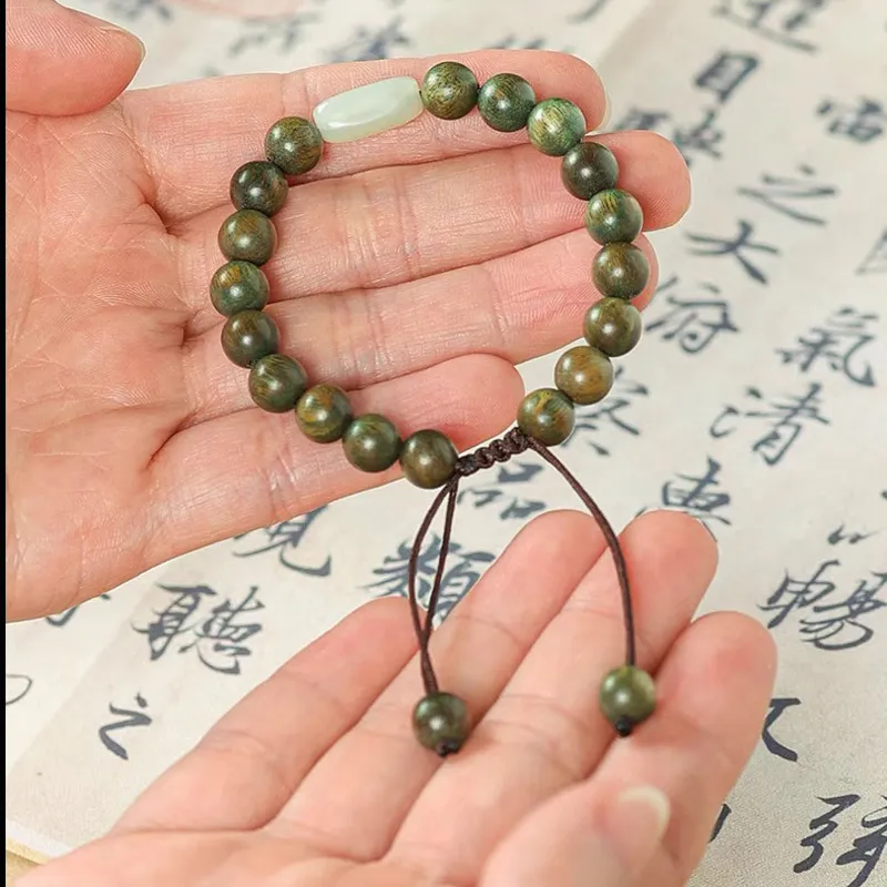 Moonstone Edge Green Sandalwood Wooden Bracelets Women's-1