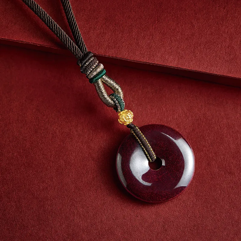 Moonstone Edge Reconstructed Cinnabar Jade Pendants Unisex-1