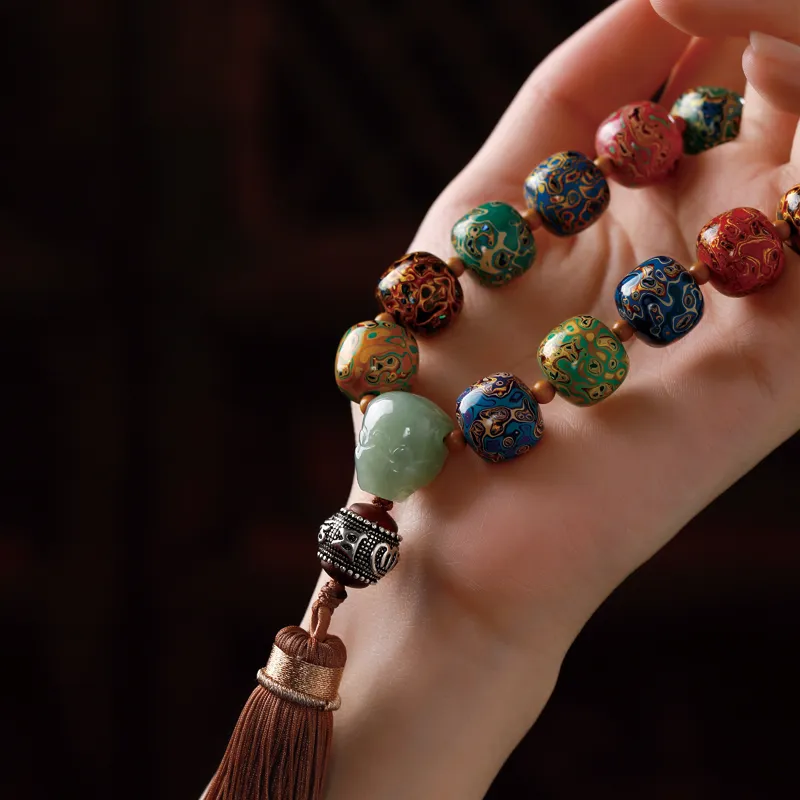 Moonstone Edge Lacquer Bead Chain Unisex-5