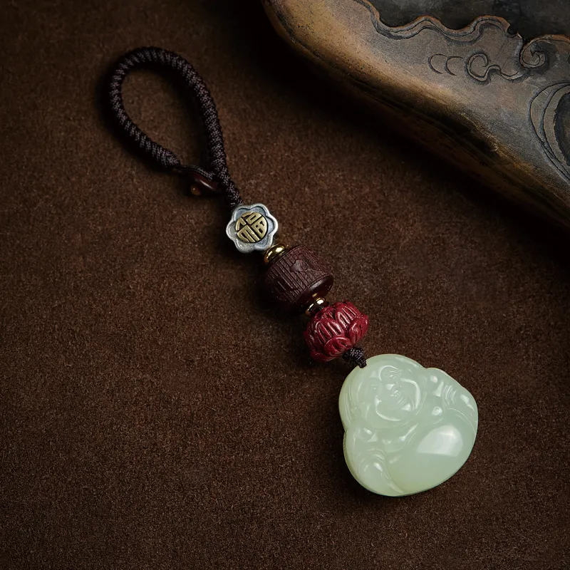 Moonstone Edge Hetian Jade Pendants Unisex Pale Greenish White Jade-3