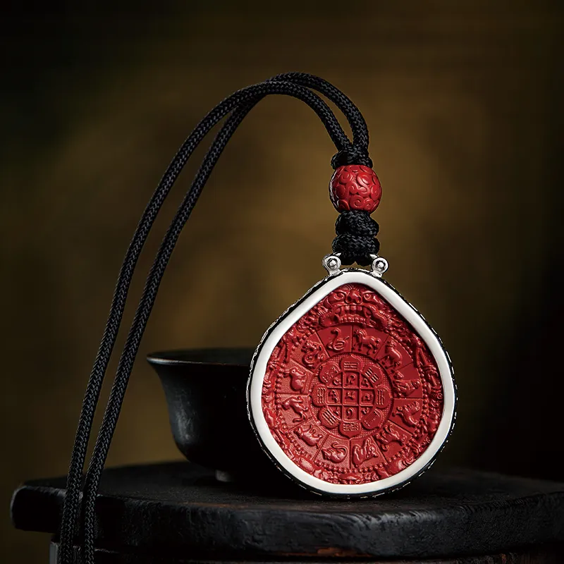 Moonstone Edge Reconstructed Cinnabar Jade Pendants Unisex-2