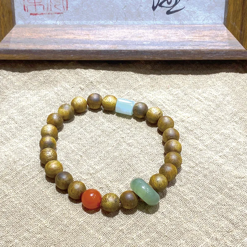 Moonstone Edge Qinan Agarwood Bracelets Unisex-1