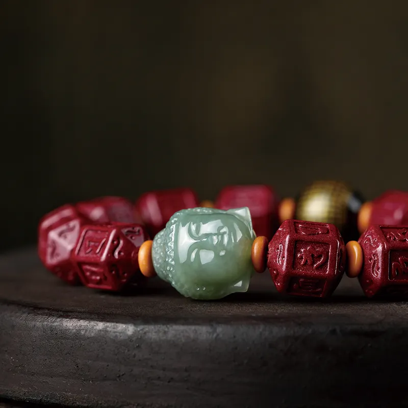 Moonstone Edge Reconstructed Cinnabar Jade Bracelets Men's-3