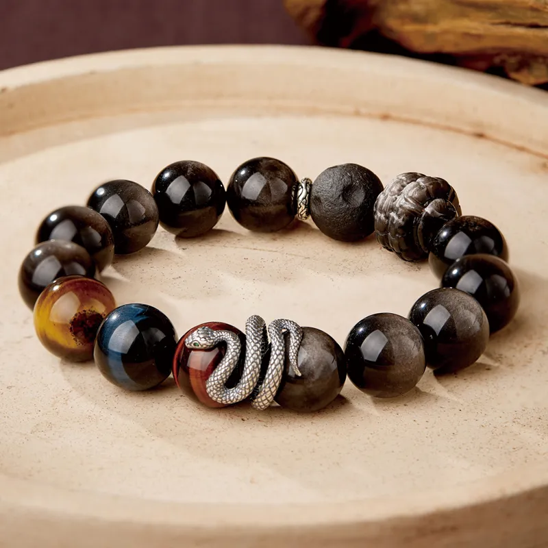 Moonstone Edge Obsidian Bracelets Unisex-6