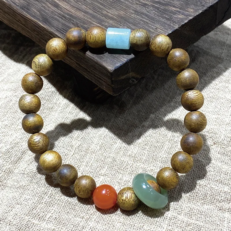 Moonstone Edge Qinan Agarwood Bracelets Unisex-2
