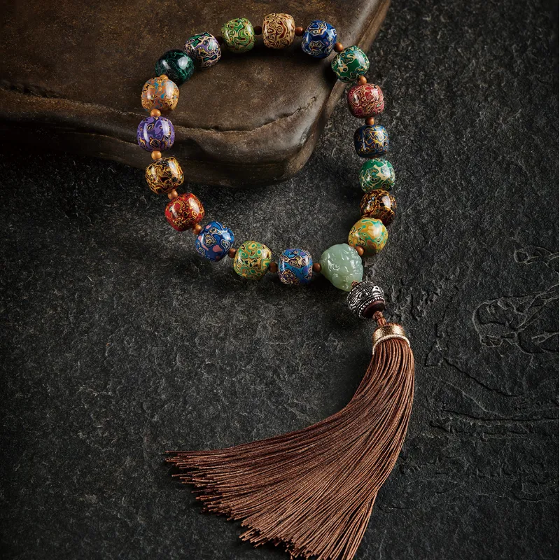 Moonstone Edge Lacquer Bead Chain Unisex-2