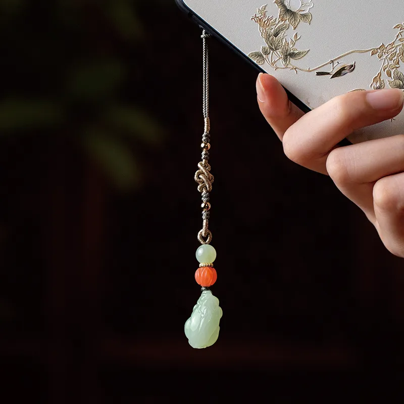 Moonstone Edge Hetian Jade Pendants Unisex Pale Greenish White Jade-2