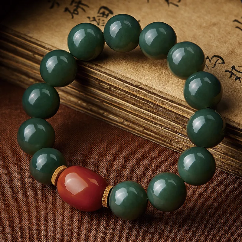 Moonstone Edge Bracelets Green Jade Unisex-4