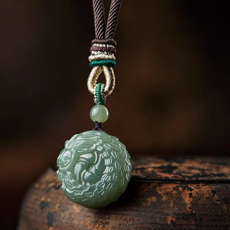 Moonstone Edge Hetian Jade Pendants Men's Green Jade-4
