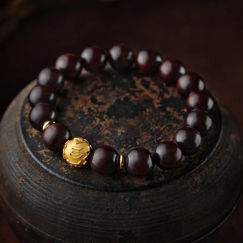 Moonstone Edge Small Leaf Red Sandalwood Bracelets Unisex-3