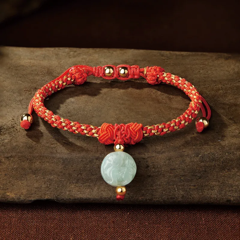 Moonstone Edge Glutinous Jade Jadeite Bracelets Unisex-5