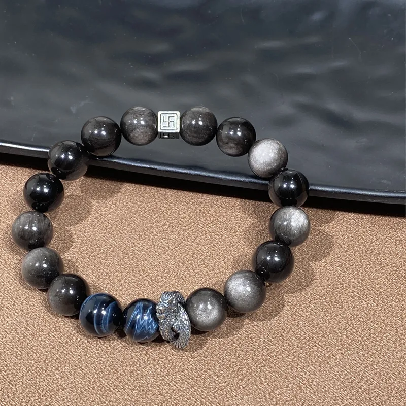 Moonstone Edge Obsidian Bracelets Unisex-2