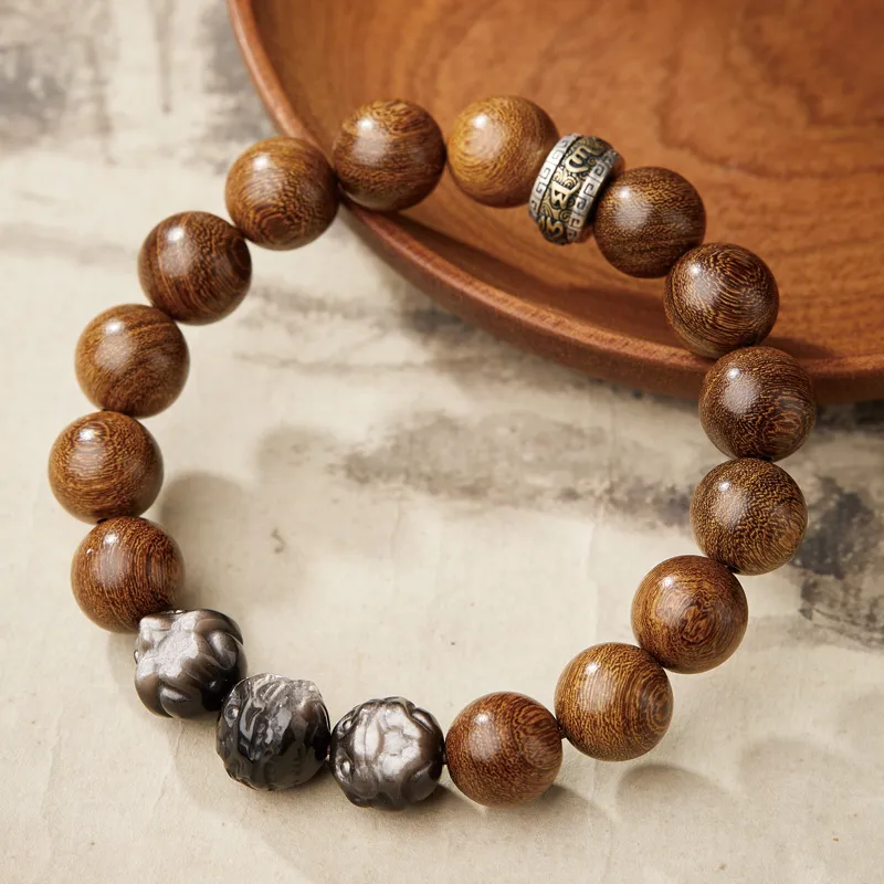 Moonstone Edge Golden Sandalwood Bracelets Unisex-3