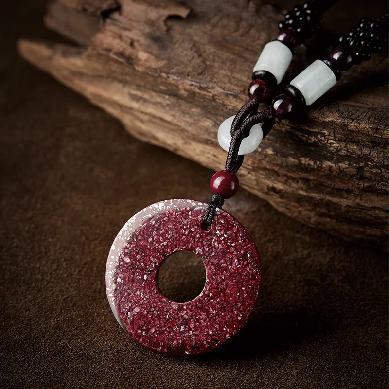 Moonstone Edge Reconstructed Cinnabar Jade Pendants Unisex-1