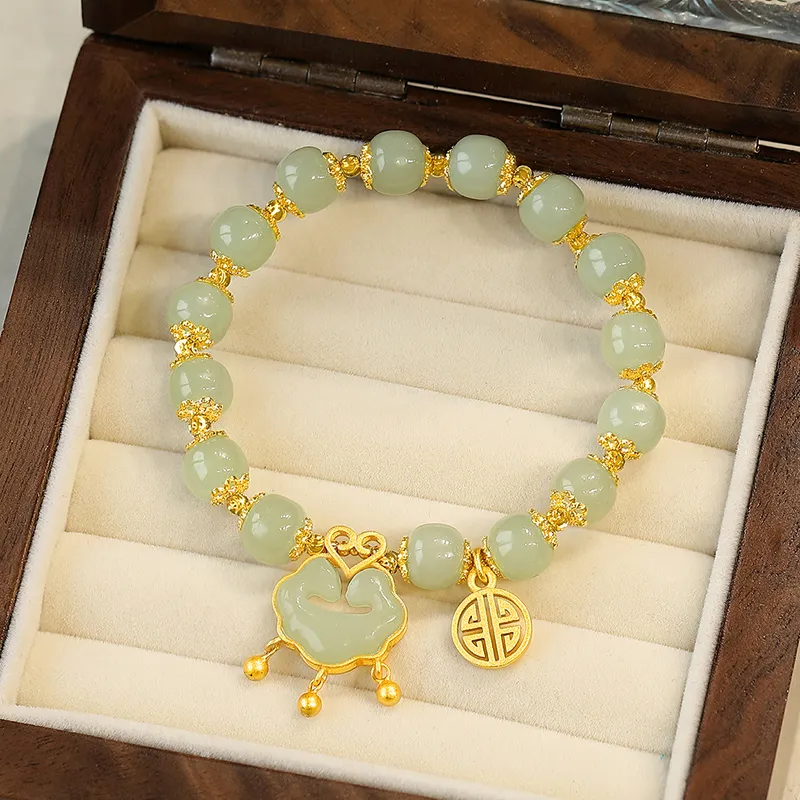 Moonstone Edge Hetian Jade Bracelets Green Jade Women's-4