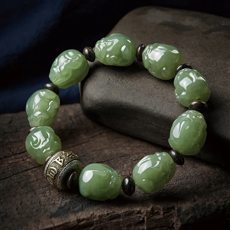 Moonstone Edge Bracelets Green Jade Men's-5